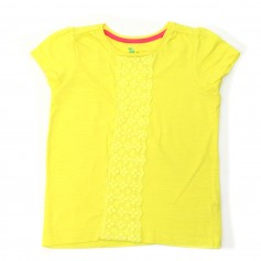 obrázek Sytě žluté tričko s krajkovou vsadkou