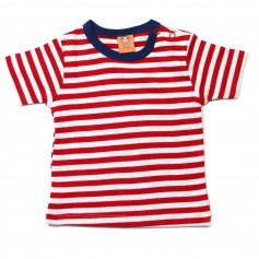 obrázek Pruhované tričko, komb.šedý melír a červená