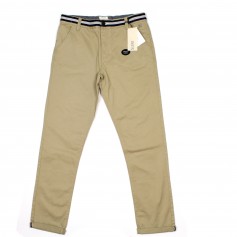 obrázek Plátěné béžové kalhoty s kontrastním pasem
