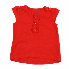 obrázek Sytě červené tričko s ozdobnou knoflíkovou lištou