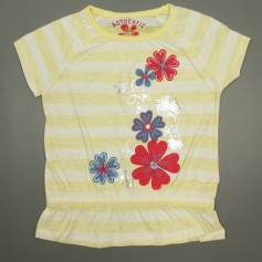 obrázek Pruhované tričko "naruby" s  potiskem blyštivých květů