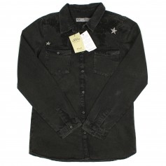 obrázek Tip na dárek - Černá riflová košile s ramenní výšivkou