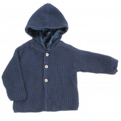 obrázek Přízový tmavě modrý svetr s kapuckou