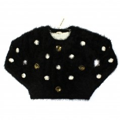 obrázek Černý chlupatý svetr s ozdobami