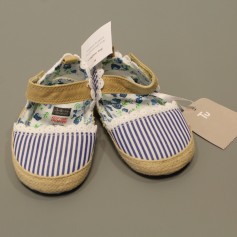 obrázek Letní textilní sandálky modro-bílý proužek