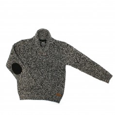 obrázek Černo-bílý melírovaný svetr s límcem