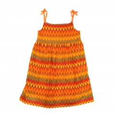 obrázek Vzorované šaty oranžových tónů s metalickou nití