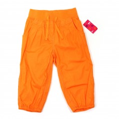 obrázek Oranžové plátěné lehce nabírané kalhoty