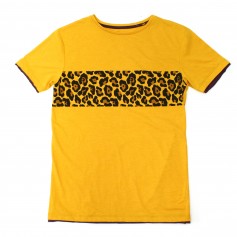 obrázek Pískově žluté triko s leopardím potiskem